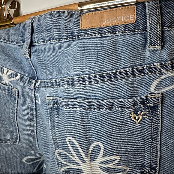 Justice Bleached Daisy Wide Leg Open Flare Denim - Picture 8 of 11